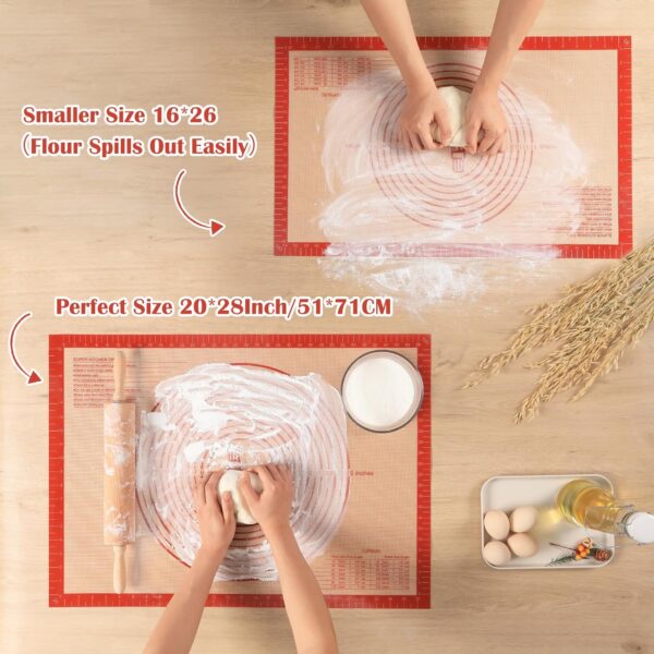 81V5a941IRL._AC_SL1500_.jpg Non-slip Silicone Pastry Mat Extra Large with Measurements 28''By 20'' for Silicone Baking Mat, Counter, Dough Rolling, Oven Liner,Fondant/Pie Crust By Folksy Super Kitchen Red