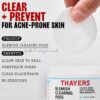 Thayers Blemish Clearing Acne Pads, Salicylic Acid Acne Treatment for Face, Pore Reducing, Exfoliating, and Soothing Skincare, Witch Hazel Toner Pads, 60 Ct