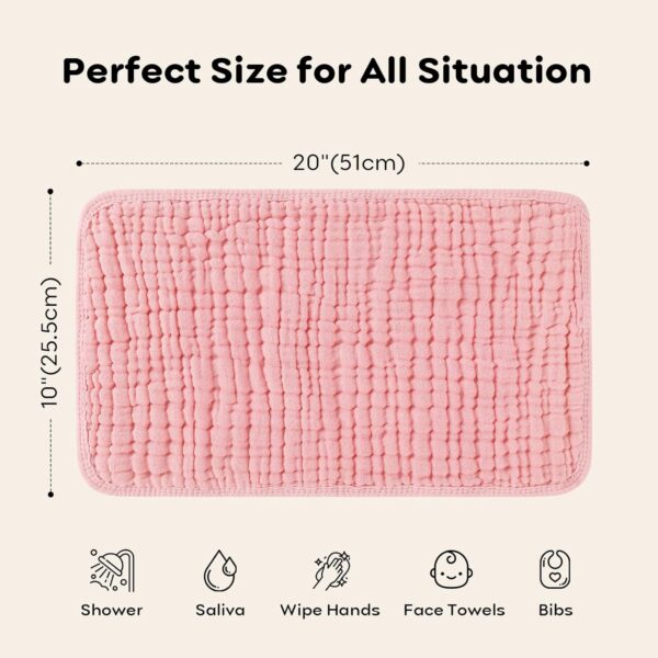 81W5DDtVaEL._SL1500_.jpg Looxii Muslin Burp Cloths Baby Girl 6 Pack - 20" x 10" - Ultra Soft & Absorbent, 6-Layer 100% Cotton for Spit Up & Drool- Gentle Baby Burping Cloth, Newborn Essentials Shower Gift Girl, Gradient Pink