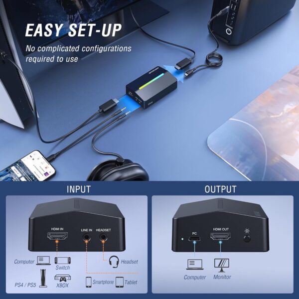81W9BGV-FiL._AC_SL1500_.jpg Fifine AmpliGame Video Capture Card, HD 1080 60fps for Audio Video, Gaming, Live Streaming, 4K HDMI to USB Capture Card Compatible with PS4/Windows/Mac OS/Switch/Xbox-V3
