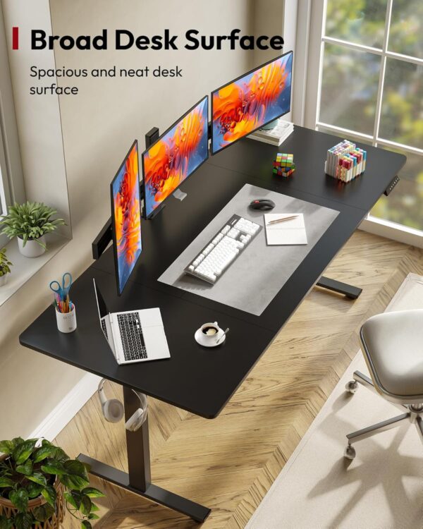 81WWvfmswtL._AC_SL1500_.jpg SANODESK Electric Standing Desk 71 x 32 Inches, Height Adjustable Sit Stand with Large Splice Board Desktop for Home Office, Computer Workstations,Memory Ergonomic Computer Desk, Black Frame/Black Top