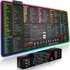 Excel Cheat Sheet LED Desk Pad | Excel Shortcut Keys Mouse Pad - Colorful RGB Luminous Extended Large Gaming Mousepad| PC Office Spreadsheet Keyboard Mat| Non-Slip Stitched Edge Desk Mat
