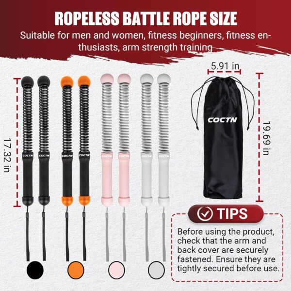 Weighted Ropeless Battle Ropes, Heavy Duty Portable Cordless Battle Ropes for Home Gym with Poster, Workout Exercise Rope for Strength Building, HIIT and Low-Impact Aerobic Training for Men & Women