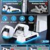 PS5/Slim/Pro Stand and Cooling Station with LED Controller Charging Station for PlayStation 5 Console, Controller Charger, Cooling Stand, PS5/Slim/Pro Skin Accessories Kit with 3 Level Cooler Fan