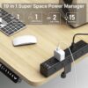 CCCEI Standing Desk Clamp Power Strip with 15 Outlets, Widely Spaced Desktop Edge Mount Surge Protector Outlet, Fast Charging USB-A and USB-C Ports, 6 FT Flat Plug, Black Fit 1.6 inch Table top.