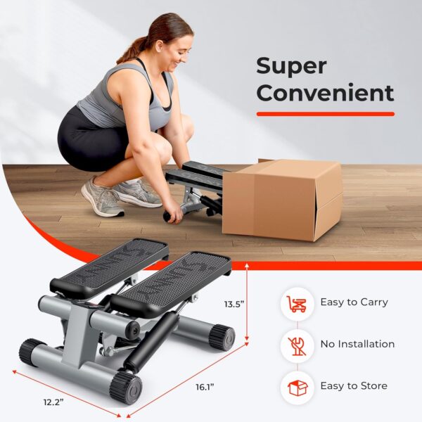 81YHmWT-clL._AC_SL1500_.jpg Sunny Health & Fitness Mini Steppers for Exercise at Home, Stair Step Workout Machine with Resistance Bands, Full Body Cardio Equipment, Optional Free SunnyFit App Connection Smart Stepper