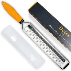 81Z1qETjFsL._AC_SL1500_.jpg Deiss PRO Lemon Zester & Heavy Duty Cheese Grater & Vegetable Grater - Parmesan Cheese Lemon, Garlic, Nutmeg, Chocolate, Fruits, Vegetables, Ginger Grater - Cheese Shredder & Stainless Steel Grater