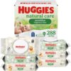 81ZQ13SAn1L._AC_SL1500_.jpg Huggies Natural Care Sensitive Baby Wipes, Unscented, Hypoallergenic, 6 Flip-Top Packs (288 Wipes Total)