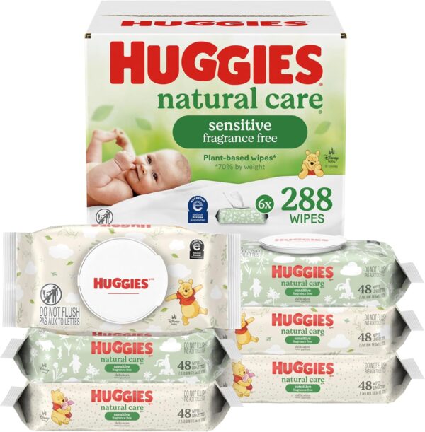 81ZQ13SAn1L._AC_SL1500_.jpg Huggies Natural Care Sensitive Baby Wipes, Unscented, Hypoallergenic, 6 Flip-Top Packs (288 Wipes Total)