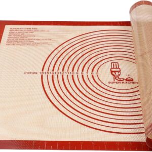 81ZyKwpJxAL._AC_SL1500_.jpg Non-slip Silicone Pastry Mat Extra Large with Measurements 28''By 20'' for Silicone Baking Mat, Counter, Dough Rolling, Oven Liner,Fondant/Pie Crust By Folksy Super Kitchen Red