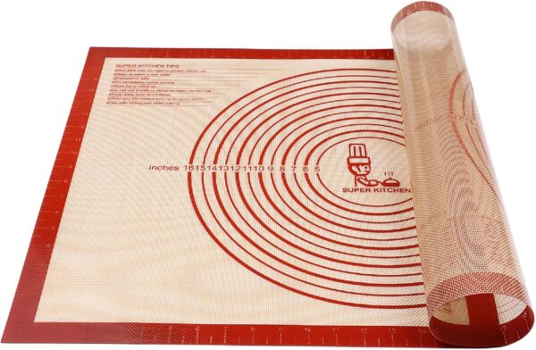 81ZyKwpJxAL._AC_SL1500_.jpg Non-slip Silicone Pastry Mat Extra Large with Measurements 28''By 20'' for Silicone Baking Mat, Counter, Dough Rolling, Oven Liner,Fondant/Pie Crust By Folksy Super Kitchen Red