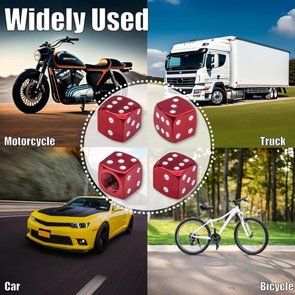 81aNaPkraiL._AC_SL1500_.jpg 4PCS Dice Style Tire Valve Stem Caps, with O Rubber Ring, Universal Aluminium Alloy Dustproof Tire Valve Stem Covers for Cars, SUV, Trucks, Bikes, Motorcycles, Bicycles(Red)