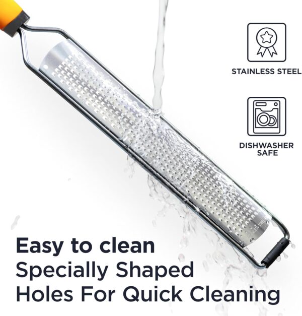 Deiss PRO Lemon Zester & Heavy Duty Cheese Grater & Vegetable Grater - Parmesan Cheese Lemon, Garlic, Nutmeg, Chocolate, Fruits, Vegetables, Ginger Grater - Cheese Shredder & Stainless Steel Grater