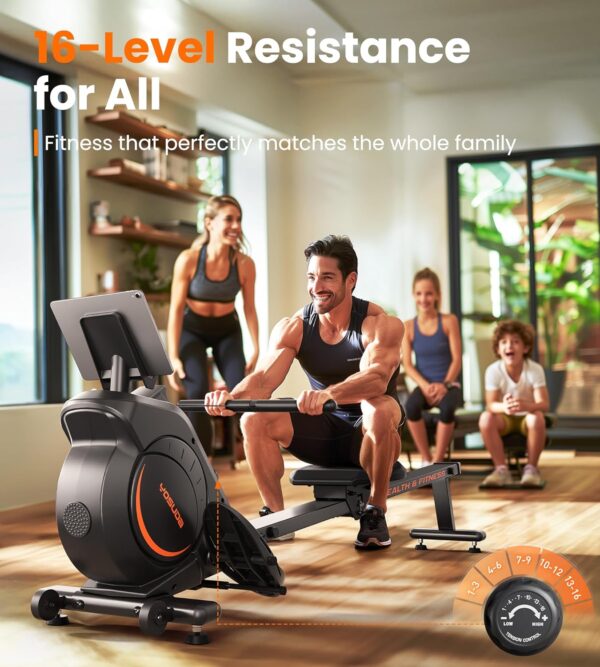 YOSUDA Magnetic Rowing Machine for Home - Rower Machine Use with Bluetooth, App Supported, Rowing Machine for Beginners to Athletes, Comfortable Seat Cushion