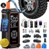 81dezuFNdYL._AC_SL1500_.jpg OlarHike Tire Inflator Portable Air Compressor, 150PSI Dual Power - 6000mAh & 12V DC, Cordless Air Pump for Car Tires, Bikes, Motorcycle, Balls with LED & Digital Pressure Gauge, Gift for Mom