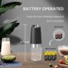 81fxRgVMYIL._AC_SL1500_.jpg Battery Operated Salt And Pepper Grinder Set with LED Light, Automatic Electric Gravity Salt And Pepper Shakers Set, Each 6 AAA Batteries Needed, Adjustable Roughness, 2 Pack (Black)