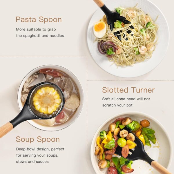 Astercook 39 PCS Kitchen Utensils Set, Silicone Cooking Utensil Sets with Wooden Handle, 446°F Heat Resistant Food Grade Spatula Set, BPA Free Kitchen Gadgets Tools Set for Mothers Day Gifts