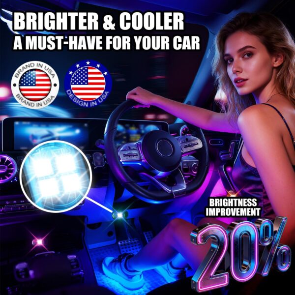 81gj8XBhOML._AC_SL1500_.jpg Upgraded Wireless LED Lights for Car, Rechargeable Interior Car Lights with 8 Colors Brightness Adjustable, 12H Battery Life, Remote Control, Mini Strobe Lights for Vehicle Motorcycle Bike Decor
