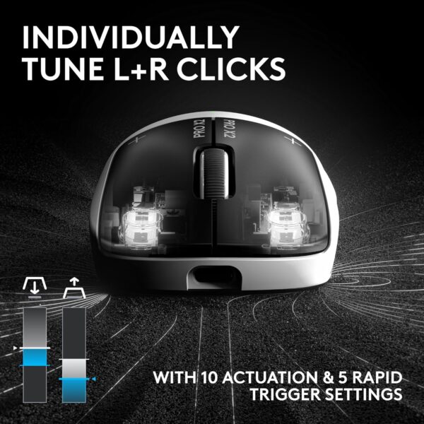 81h8doxdOwL._AC_SL1500_.jpg Logitech PRO X2 SUPERSTRIKE Lightspeed Wireless Gaming Mouse, Ultra-Fast Performance, Ultra Lightweight (61 g), Customizable Click Haptics, USB-C Charging, for PC/Mac/Laptop - White