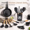 Astercook 39 PCS Kitchen Utensils Set, Silicone Cooking Utensil Sets with Wooden Handle, 446°F Heat Resistant Food Grade Spatula Set, BPA Free Kitchen Gadgets Tools Set for Mothers Day Gifts