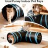 Tempcore Pet Cat Tunnel Tube Cat Toys 3 Way Collapsible, Tunnels for Indoor Cats，Kitty Bored Peek Hole Toy Ball Cat, Puppy, Kitty, Kitten, Rabbit