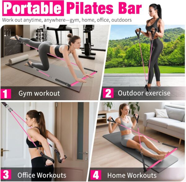 Bbtops Pilates Bar Kit with Resistance Bands,Pilates Bar with Stackable Bands Workout Equipment for Legs,Hip,Waist and Arm,Exercise Fitness Equipment for Women & Men Home Gym Yoga Pilates