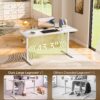 81jNleAbPsL._AC_SL1500_.jpg Veken 55 Inch Large Electric Standing Desk,Sit to Stand Up, Heights Adjustable, Work Home Office Computer Table for Study, Walking Pad, Writing, and Games, Wooden Desktop Desks, White