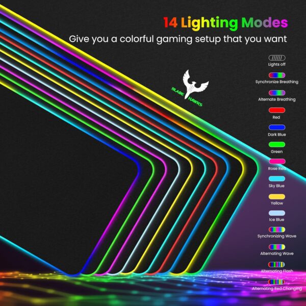 81k3u1FWppL._AC_SL1500_.jpg BladeHawks Extra Large RGB Gaming Mouse Pad-14 Light Modes, Extended Soft LED Mouse Pad, Anti-Slip Rubber Base, Computer Keyboard Mousepad Mat (31.5 x 12 Inch)
