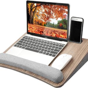 HUANUO Laptop Lap Desk - Portable Lap Desk with Pillow Cushion, Fits up to 15.6 inch Laptop, with Anti-Slip Strip & Storage Function for Home Office Students Use as Computer Laptop Stand, Book Tablet