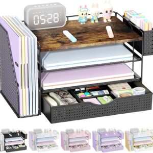 81myKOIv3TL._AC_SL1500_.jpg gianotter Wood Desk Organizers and Accessories with File Holder, 4-Tier Desk Accessories & Workspace Organizers with Drawer and Pen Holder, Desk Reference Organizer (Wood)