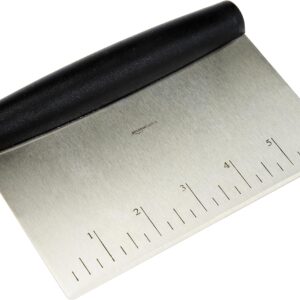 81nAD6C2OL._AC_SL1500_.jpg Amazon Basics Multi-Purpose Bench Scraper, Stainless Steel Dough Cutter with Measurement Marks, Dishwasher Safe, Non-slip Contoured Grip, 6", Black, Silver