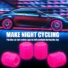 4PCS Fluorescent Tire Valve Stem Caps, Luminous Car Tire Air Cap, Corrosion Resistant Leak-Proof Wheel Valve Cover, Universal for Cars, Trucks, Bikes, Motorcycles, Bicycles(Pink)