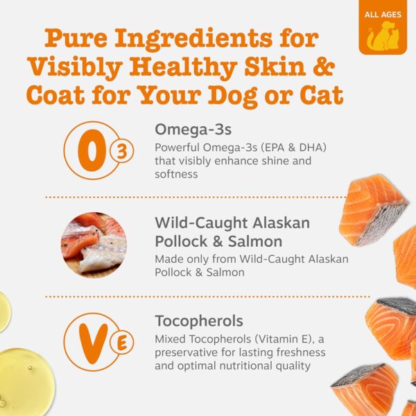 81nLgMmkCIL._AC_SL1500_.jpg Zesty Paws Wild Alaskan Omega-3 Blend Pollock + Salmon Oil for Dogs and Cats- Skin and Coat Support, Omega 3 Supplement for Pets, 8.5oz