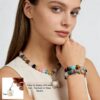 Handmade Matching Dog Collar & Owner Necklace Replaceable Pendant (Round Ball+Memory Vial) for Storing Pet Fur Gemstone Beaded Jewelry Set Dog Collar for Puppy, Large Cat Collar Set for Pet Lovers