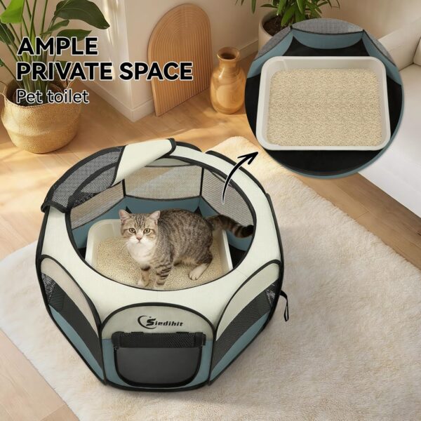 81pdPTku7sL._AC_SL1500_.jpg Siedihit Dog Cat Playpen, Puppy Pet Playpen Indoor for Small Dog Crate Tent Cage Outdoor, Portable Pop Up Dogs Enclosure Kennel with Carrying Case for Dogs/Cats/Rabbits(Grey, Small