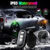 Wireless LED Lights for Car, Wireless Rock Lights with 8 Colors 10 Modes,Led Strobe Warning Light, Motorcycles, Boats, Camping, Bikes, Drones，Design in USA (4pcs Black)