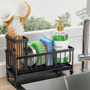 81shIEM-H2L._AC_SL1500_.jpg Cisily Sponge Holder for Kitchen Sink, Sink Caddy Organizer with High Brush Holder, Kitchen Countertop Organizers and Storage Essentials, Rustproof 304 Stainless Steel (Black, 9.25″)