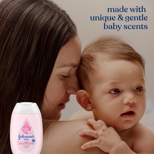 Johnson's Baby Lotion with Coconut Oil, Aloe Vera & Vitamin B5, 72 HR Hydration, Skin Moisturizer, Hypoallergenic, Newborn Safe, Protects From Dryness & Strengthens Skin, Baby Essentials, 3.4 fl. oz