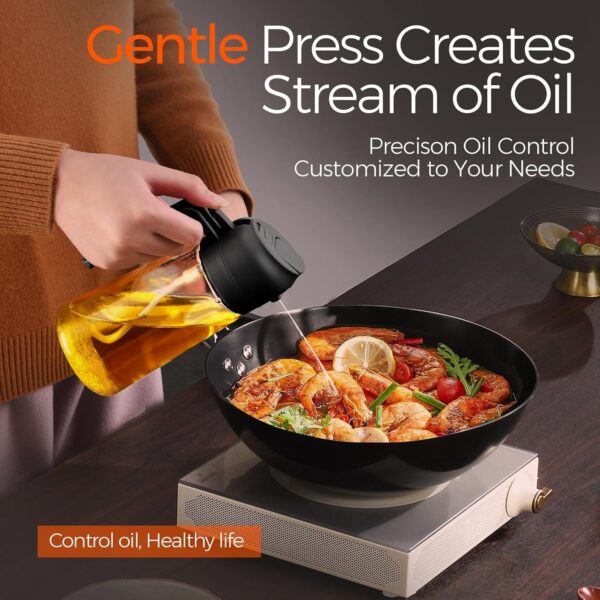 81t9dyToNML._AC_SL1500_.jpg YARRAMATE 16oz/470ml Glass Olive Oil Sprayer for Cooking with Stickers, 2 in 1 Oil Dispenser for Kitchen Gadgets, Food Grade Premium Spray Bottle with Portion Control for Salad, Frying, BBQ (Black)
