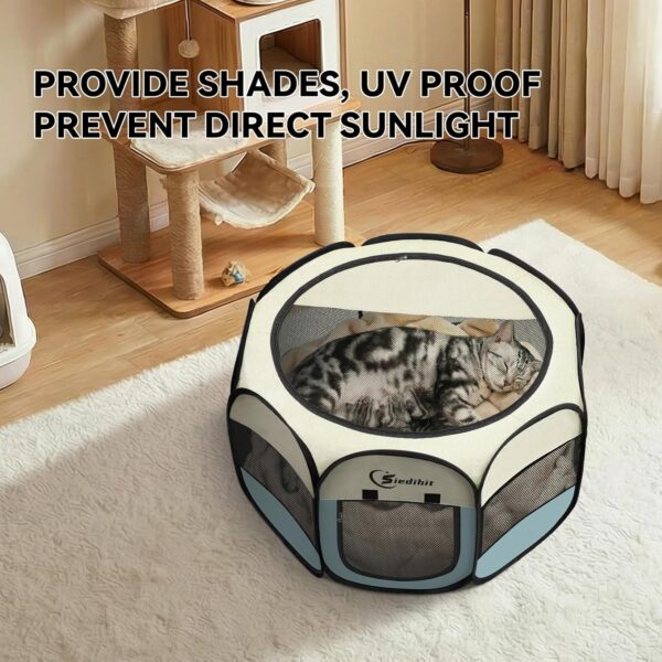81tT2rEH6yL._AC_SL1500_.jpg Siedihit Dog Cat Playpen, Puppy Pet Playpen Indoor for Small Dog Crate Tent Cage Outdoor, Portable Pop Up Dogs Enclosure Kennel with Carrying Case for Dogs/Cats/Rabbits(Grey, Small