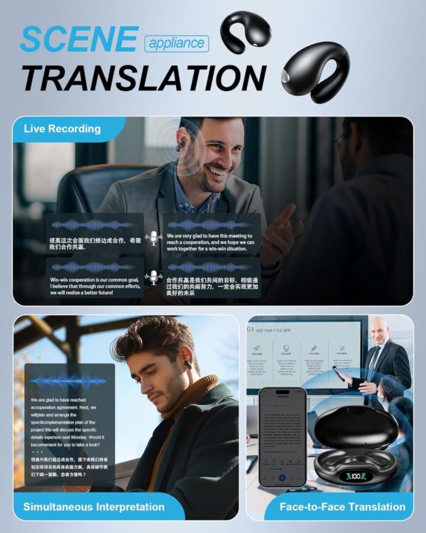 81tftJ1xDL._AC_SL1500_.jpg AI Translation Earbuds Real Time - 144 Languages & Accents Audifonos Traductores Inglés Español, 3 in 1 Wireless Language Device Translator Earbuds for Business Learning Travel,Classic Black