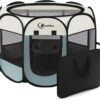 81tlNha0QL._AC_SL1500_.jpg Siedihit Dog Cat Playpen, Puppy Pet Playpen Indoor for Small Dog Crate Tent Cage Outdoor, Portable Pop Up Dogs Enclosure Kennel with Carrying Case for Dogs/Cats/Rabbits(Grey, Small