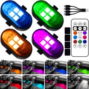81tnar6V9JL._AC_SL1500_.jpg Upgraded Wireless LED Lights for Car, Rechargeable Interior Car Lights with 8 Colors Brightness Adjustable, 12H Battery Life, Remote Control, Mini Strobe Lights for Vehicle Motorcycle Bike Decor