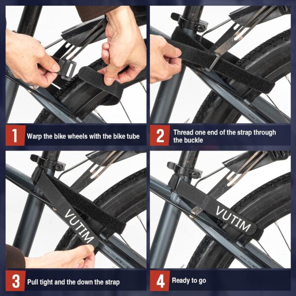 4PCS Bike Rack Strap, Bike Rack Accessory,Adjustable Wheel Securing Straps, Non-Slip Fixed Bike Wheel, Suitable for Camping Equipment, Yoga Mats, Binding Sport Bottle Bicycles, Curtains