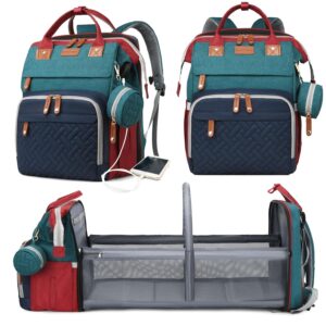 81vHPiLcGvL._SL1500_.jpg Astro alan Baby Diaper Bags with Changing Station, Waterproof Diaper Bag Backpack for Moms Dads with USB Charging Port, Baby Shower Gifts, Large Capacity diaper backpack, Red-Green-Blue