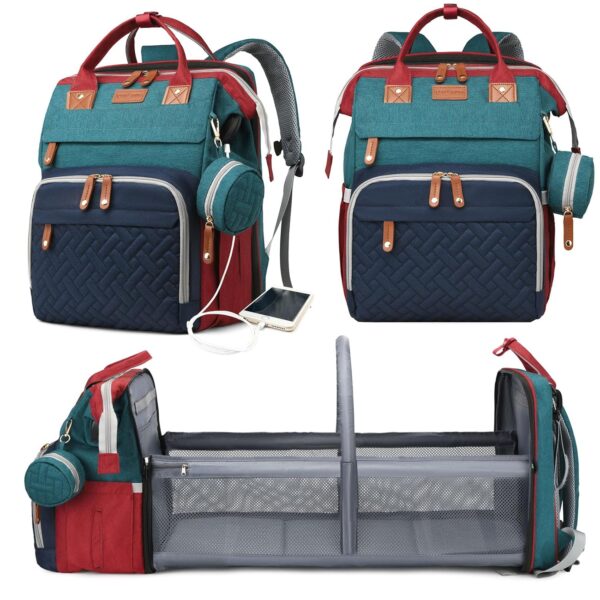 81vHPiLcGvL._SL1500_.jpg Astro alan Baby Diaper Bags with Changing Station, Waterproof Diaper Bag Backpack for Moms Dads with USB Charging Port, Baby Shower Gifts, Large Capacity diaper backpack, Red-Green-Blue