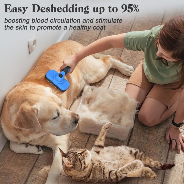 81vK-4Vha9L._SL1500_.jpg Swihauk Self Cleaning Slicker Brush - Skin Friendly Deshedding Grooming Tool for Dogs & Cats, Suitable for Shedding & Haired Pets, with Pet Supplies Accessories, Blue
