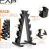 81vypDWqOnL._AC_SL1500_.jpg CAP Barbell Rubber Coated Hex Dumbbell Set with Storage Rack | 100–210 lb Options, Space-Saving Vertical Compact Storage for Home Gym Strength Training