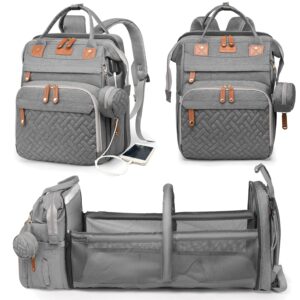 81wTaSOeV6L._SL1500_.jpg Astro alan Baby Diaper Bag with Changing Station, Waterproof Diaper Bag Backpack for Moms Dads with USB Charging Port, Baby Shower Gifts, Large Capacity diaper backpack, Grey
