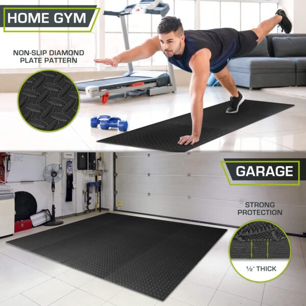 ProsourceFit Exercise Puzzle Mat ½-inch, EVA Interlocking Foam Floor Tiles for Home Gym, Workout Equipment, Kids Play Areas, Black, 48 SQ FT - 12 Tiles